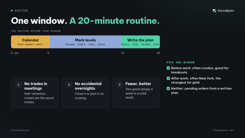 Diagram: One window. A 20-minute routine.
